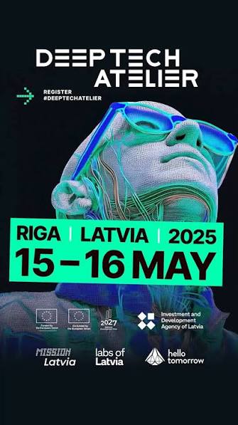Deep Tech Atelier 2025 portrait campaign poster on black